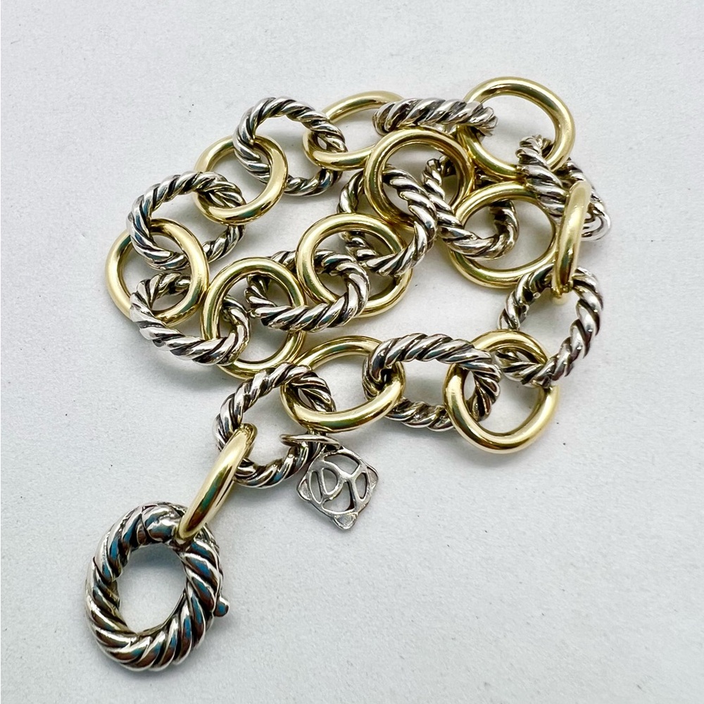 David Yurman 10mm Oval Medium Link Bracelet with Gold - Picture 8 of 10